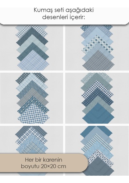 Patchwork Kumaş Seti – 35 Desen 20X20 cm | %100 Pamuk Saten | Tek Parça Kumaş | Dikiş, El Işi ve Quilting Için Özel Tasarım