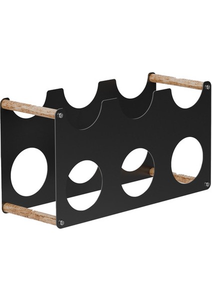 6'lı Metal Şarap ve Şişe Standı Siyah, Tezgah Üstü, Şık ve Kullanışlı Tasarım