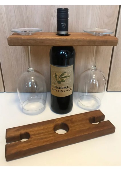 Doğal Ceviz Renkli Ahşap Mini Bar Standı, Şişelik ve Kadehlik, Masaüstü Dekor fiyatları