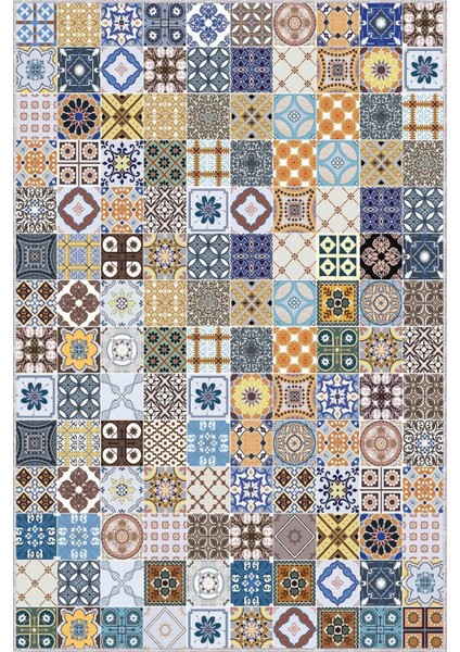 Mavi Çini Desenli Kaymaz Tabanlı Rulo Yolluk, Şık ve Dayanıklı Ev Dekorasyonu modelleri