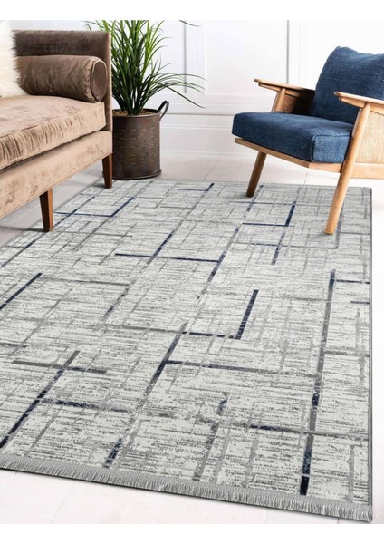 Gri Modern Ince Akrilik Yumuşak Dokulu Çok Amaçlı Halı 100X140 cm