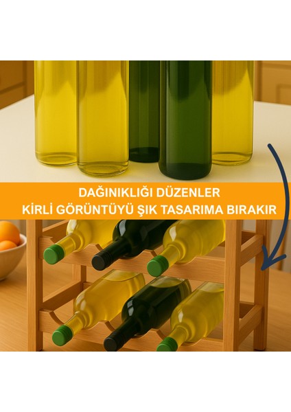 Iki Katlı Ahşap Dekoratif Içki Rafı, Modern Şarap ve Şampanya Saklama Ünitesi fırsatları