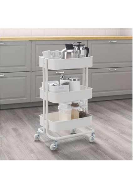 Beyaz Çok Amaçlı Servis Arabası, Şık ve Fonksiyonel Ev ve Ofis Kullanımı fiyatları