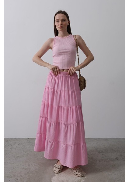 Kat Kat Keten Etek - Şeker Pembe fırsatları