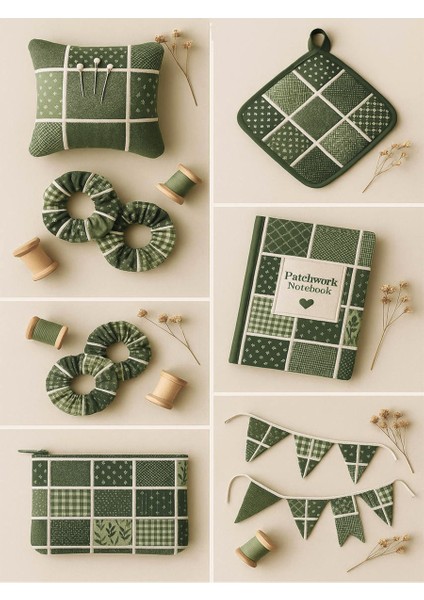 Patchwork Kumaş Seti – 35 Desen 20X20 cm | %100 Pamuk Saten | Tek Parça Kumaş | Dikiş, El Işi ve Quilting Için Özel Tasarım