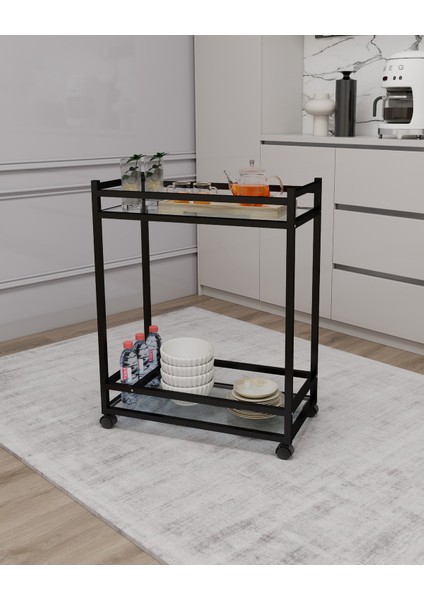 Çok Amaçlı Tekerlekli Sunum ve Yan Sehpa, Cam Raflı Tekerlekli Sehpa modelleri