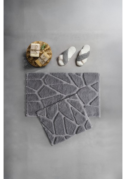 Renkli Banyo Paspas Seti Antrasit, Yumuşak ve Şık Tasarım