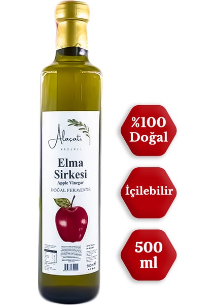 Içilebilir Elma Sirkesi Doğal Fermantasyon - Apple Vinegar 500 ml