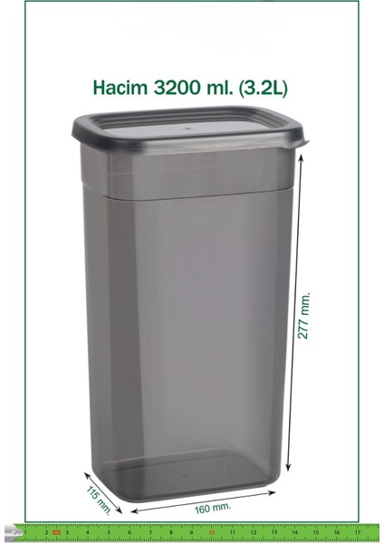 6 Adet 12 Parça 3,2 Litre Mega Boy Dikdörtgen Erzak Bakliyat Saklama Kabı Seti 20 Etiket Hediyeli