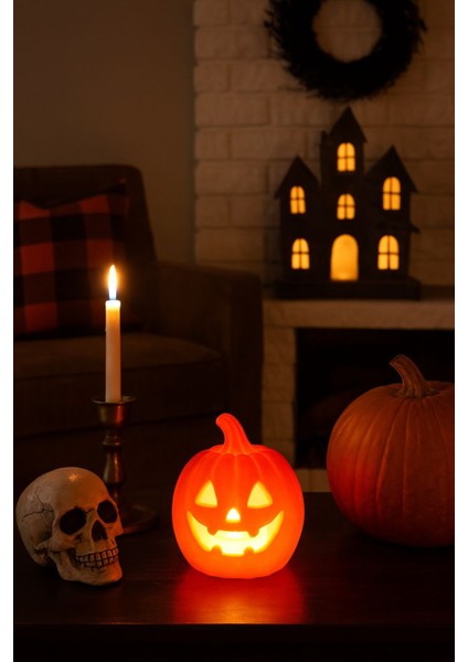 Halloween Temalı Balkabağı Dekoru Pilli Mum Ile Kullanım Masaüstü Aksesuar Temalı Aydınlatma