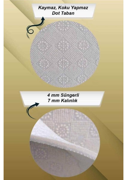 Yaprak Desenli Banyo Paspası ve Klozet Takımı, Kaymaz Tabanlı, 2'li Set