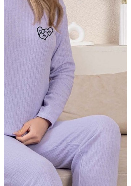 Kalın Kışlık Interlok Şeritli Uzun Kollu Örme Pijama Takımı fiyatları