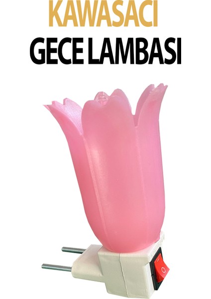 Pembe Gece Lambası, Fişli ve Anahtarlı, 7 Watt Ampullü, Şık ve Kullanışlı Tasarım modelleri