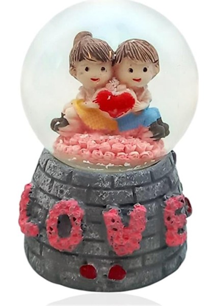 Sevgi Temalı Çift Işıklı Kar Küresi