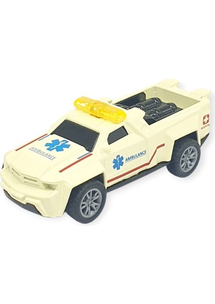 Çek Bırak Metal Küçük Arabalar 8 cm - SH40031 - Ambulans Arabası (Lisinya)