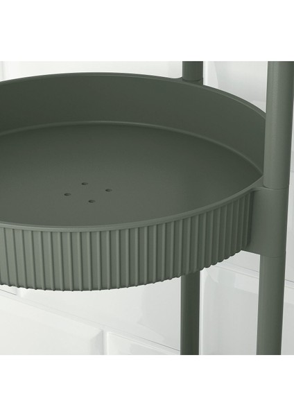 Gri-Yeşil Servis Arabası, 86 cm Yükseklik, 36 cm Uzunluk ve Genişlik, 36 cm Çap fırsatları