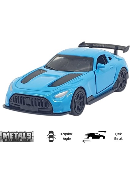 Çek Bırak Metal Küçük Arabalar 8 cm - 6411A - Mavi