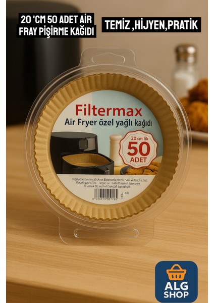 Pişirme Kağıdı 20'cm Airfryer Yağlı Kağıt Tüm Markalara Uyumlu 50 Adet