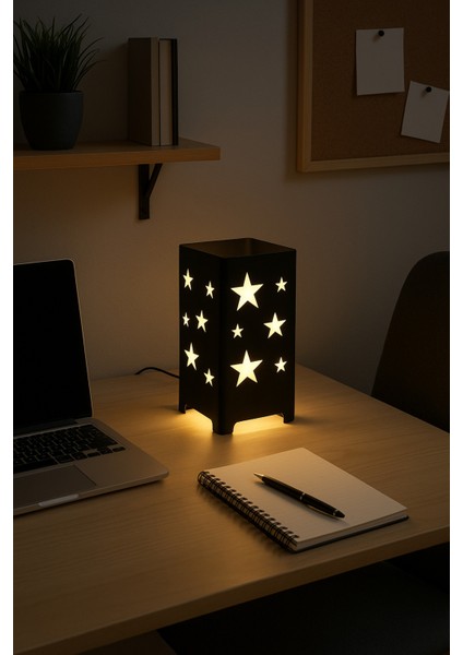 Yıldız Desenli Kablolu Metal Gece Lambası, Dekoratif LED Aydınlatmalı Masa Lambası modelleri
