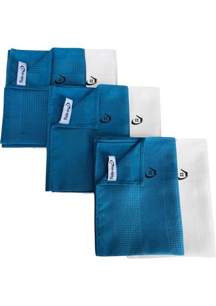 Mikrofiber Cam Bezi Genel Temizlik Bezi Mutfak Banyo Yüzey 6 Adet Mavi Beyaz 40X60CM fiyatları