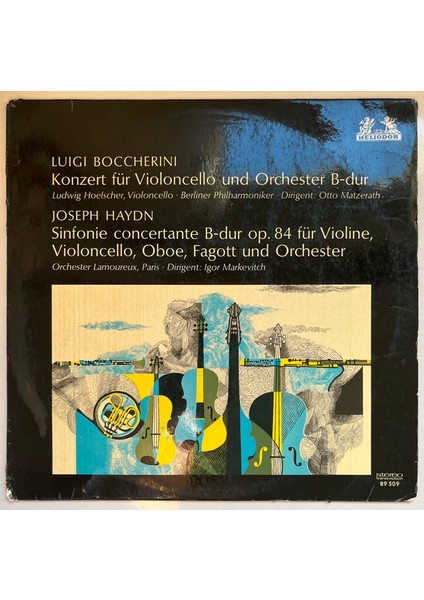 Luigi Boccherini Konzert Für Violoncello Und Orchester B-Dur Symphonie Concertante B-Dur Für Violine, Violoncello, Oboe, Fagott Und Orchester Lp Plak (Orijinal 1965 Dönem Baskı Plak)