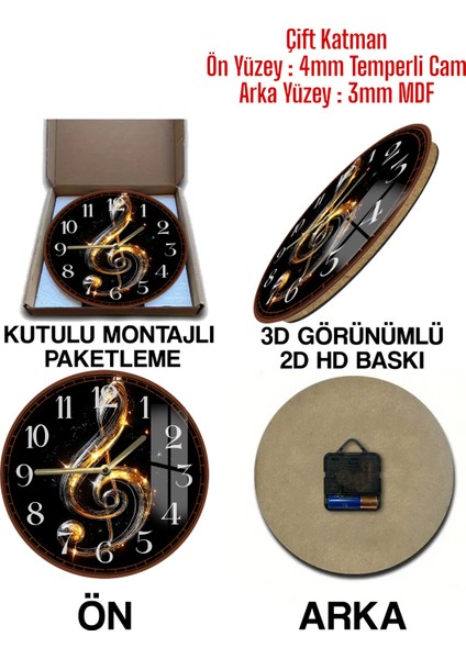 Çok Renkli 3D Görünümlü Temperli Cam Anahtarlık Saat, 33 cm indirimleri