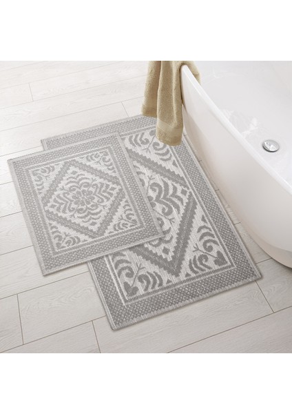 Yumuşak Bukleli 2'li Paspas Takımı, Gri Renkli, Şık ve Kullanışlı Ev Dekoru. fiyatları