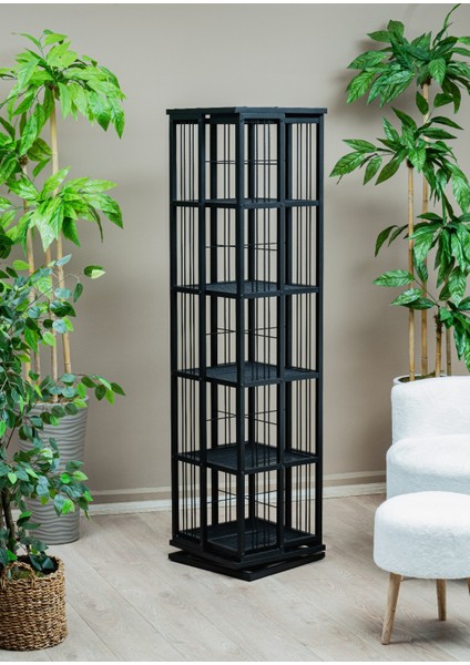 Siyah Dekoratif 360° Döner Metal Kitaplık fiyatları