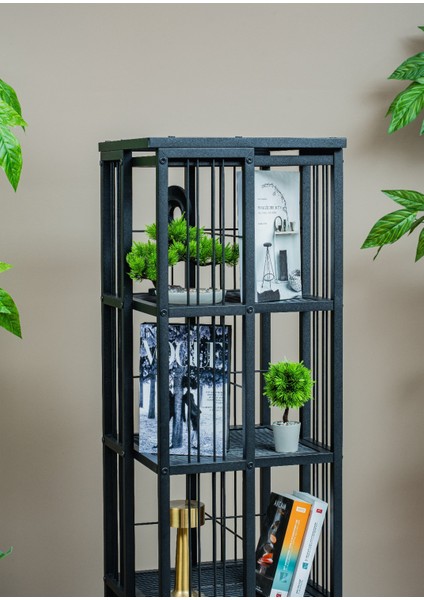 Siyah Dekoratif 360° Döner Metal Kitaplık fırsatları