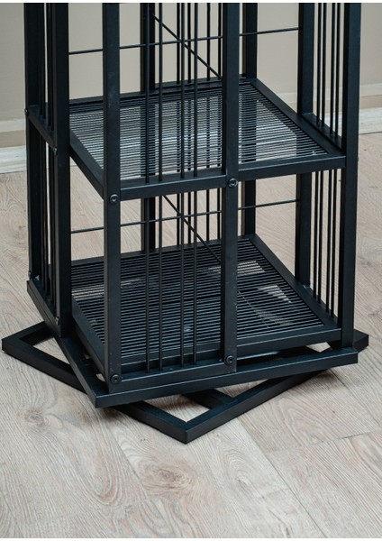 Siyah Dekoratif 360° Döner Metal Kitaplık indirimleri