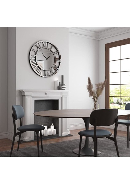 Modern Tarz Gümüş Duvar Saati, Aynalı, Roma Rakamlı, 40X40 Cm, Özel Tasarım modelleri