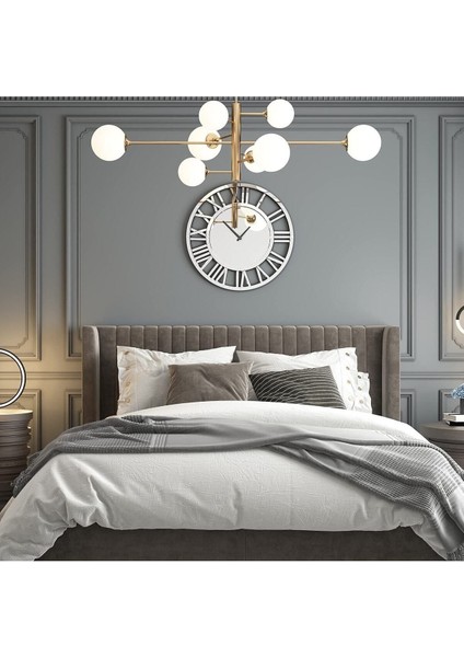 Modern Tarz Gümüş Duvar Saati, Aynalı, Roma Rakamlı, 40X40 Cm, Özel Tasarım fırsatları
