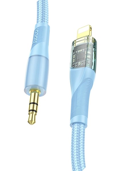 Hoco. UPA25 1m Tak Çalıştır Lightning To Aux Kablo - Mavi