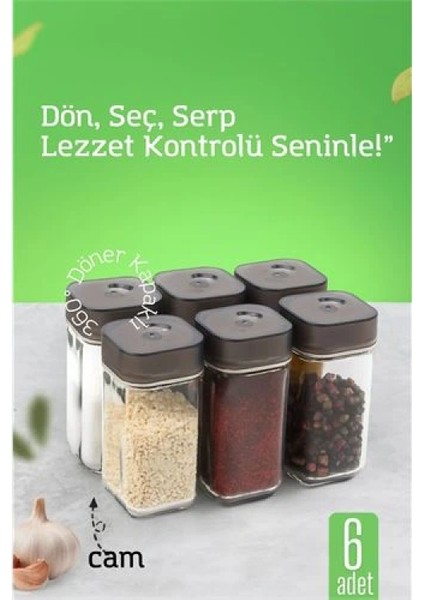 Modacar Cam Tuzluk Baharatlık – 360° Döner Kapaklı | 3 Delik Tipiyle Ayarlanabilir Akış 6 Adet fiyatları