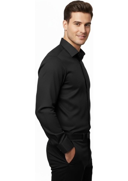 Erkek Silim Fit Armürlü Uzun Kol Gömlek BGL-ST04868 modelleri