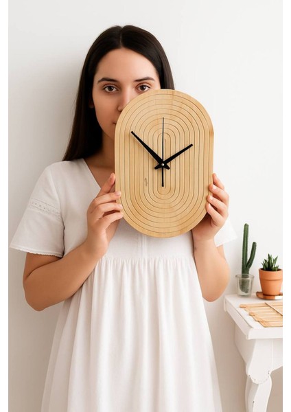 Doğal Masif Ağaç Minimalist Krem Saat