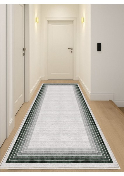 Yeşil Gri Dijital Baskı Salon Halısı Kaymaz Tabanlı Yıkanabilir Halı Yolluk modelleri