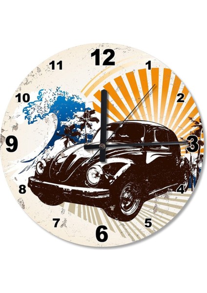 30 cm Siyah Ahşap Duvar Saati, Tatil Temalı, Şık ve Fonksiyonel Tasarım