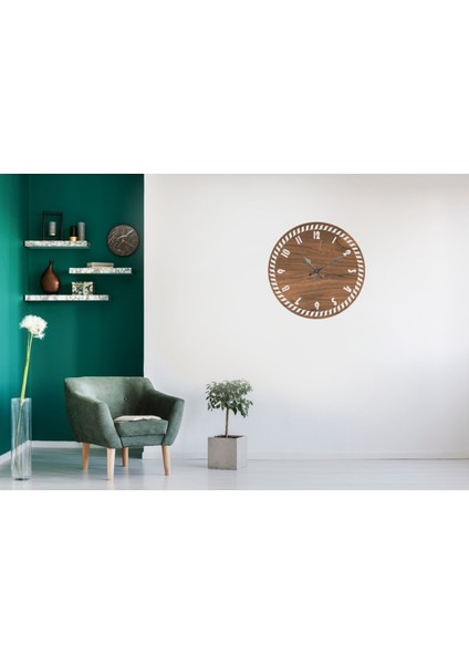 Ceviz Renkli Lazer Kesim Ahşap Mdf Duvar Saati 40 Cm, Sıcak ve Şık Dekorasyon Parçası fiyatları