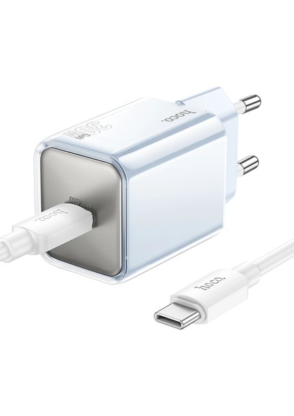 Hoco. N47 Glorious Type-C Çıkışlı Ekstra Type-C To Type-C Kablolu 30W Pd Hızlı Şarj Aleti - Mavi modelleri