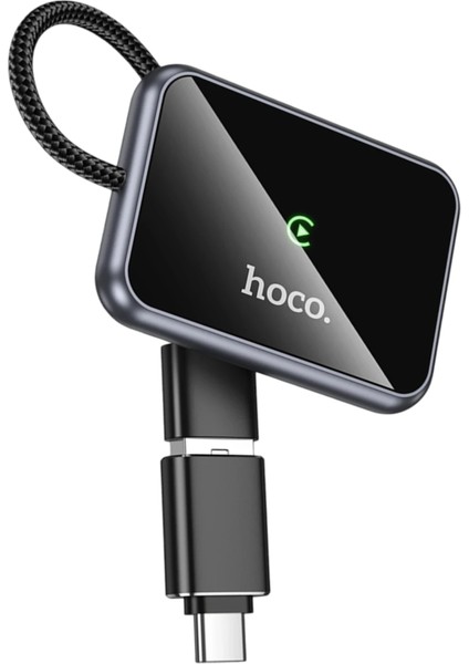 Hoco. Hu1 Way 2in1 Type-C To USB Dönüştürücülü Kablosuz Carplay Adaptör - Siyah