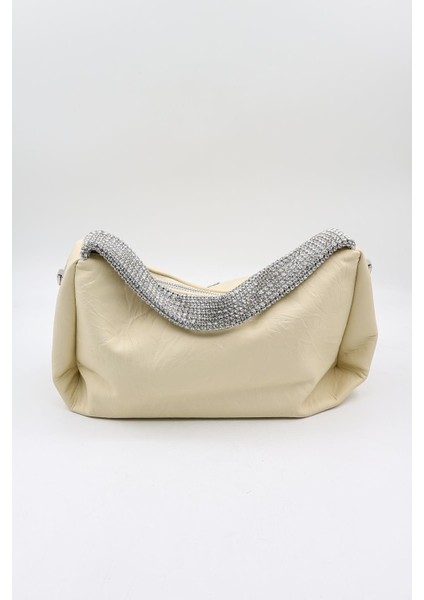 Marka Ithal Kelebek Aksesuarlı Taş Kulp Kadın Şık Çanta KB892 - Bej fiyatları