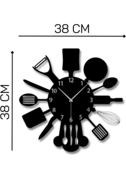 Siyah Ahşap Mutfak Gereçleri ve Duvar Saati, Şık ve Fonksiyonel Dekor fiyatları