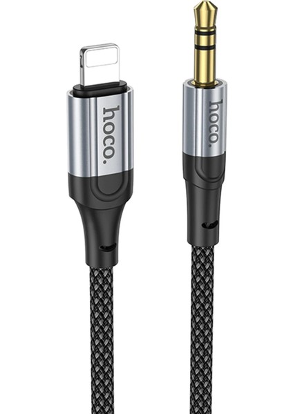 Hoco. UPA26 1m Hasırlı Lightning To Aux Kablo - Siyah