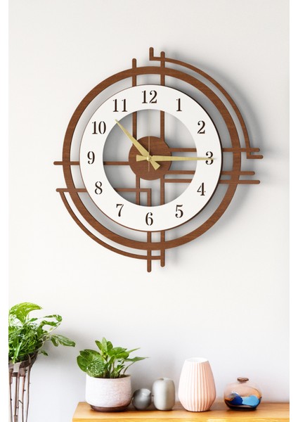 Büyük Boy Kahverengi Ahşap Duvar Saati, Modern Tasarım, Sessiz Mekanizma, Salon ve Ofis Için fiyatları