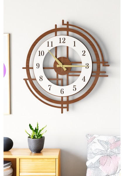 Büyük Boy Kahverengi Ahşap Duvar Saati, Modern Tasarım, Sessiz Mekanizma, Salon ve Ofis Için modelleri