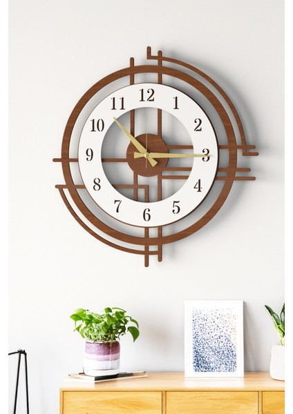 Büyük Boy Kahverengi Ahşap Duvar Saati, Modern Tasarım, Sessiz Mekanizma, Salon ve Ofis Için fırsatları