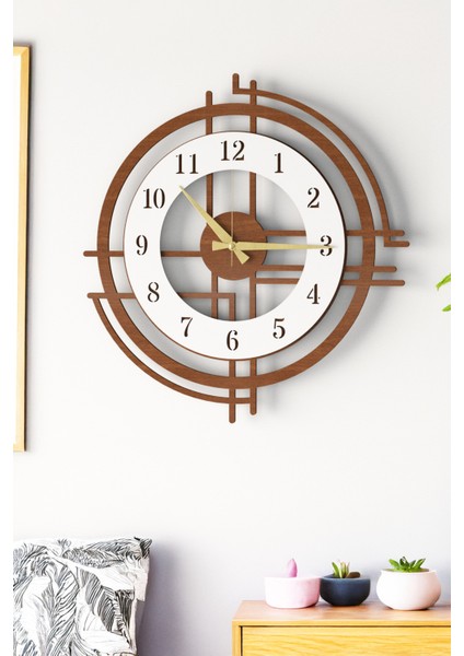 Büyük Boy Kahverengi Ahşap Duvar Saati, Modern Tasarım, Sessiz Mekanizma, Salon ve Ofis Için indirimleri