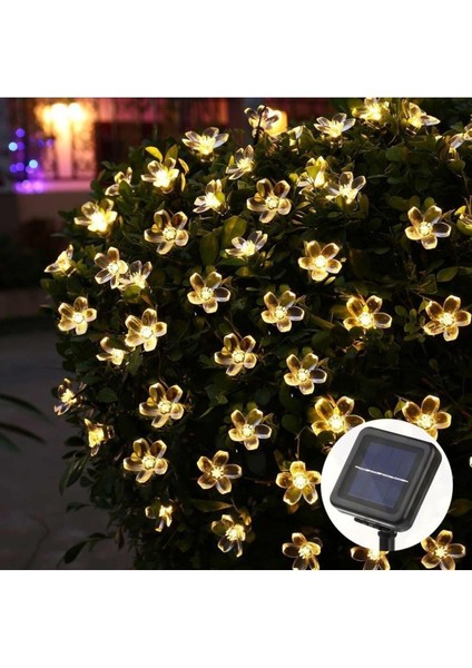20 Ledli Güneş Enerjili Çiçekli Bahçe Aydınlatması, Dekoratif Gün Işığı Seti