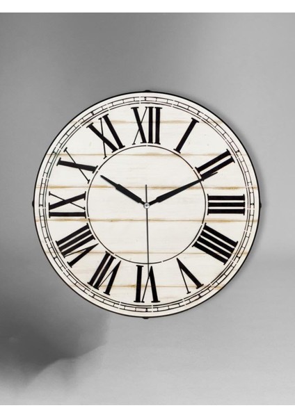 Mermer Desenli Roma Rakamlı Sessiz Akar Duvar Saati 30 Cm, Şık ve Modern Tasarım